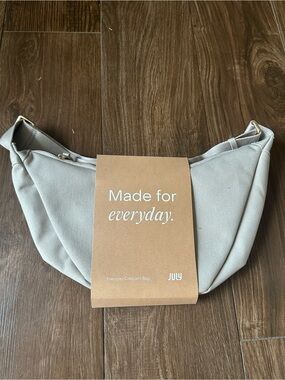 July Everyday Crescent Sling Bag Light Tan Canvas 100% Cotton NWT